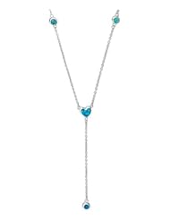 Sterling Silver 16 to 18 inch Blue Lab Opal Heart Y Necklace