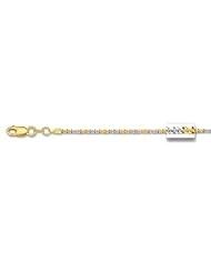 14K Yellow + White Gold 1.5mm wide Diamond Cut Sparkle Chain with Lobster Clasp