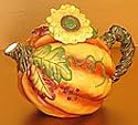 Thanksgiving Pumpkin Shape Teapot With Autumn Sunflower And Leaf Design For Holiday Tea Time