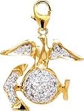 Marine'S Logo, 14K Gold Diamond Charm