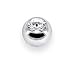 Solid 14KT White Gold CZ Replacement Ball 4mm - 16 Gauge