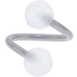 Clear Glow-N-Dark Spiral Twister Belly Ring