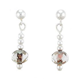 Czech Glass Dangling Post Earrings with Sterling Silver Accent Beads, #7950