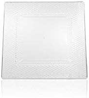 Elite Settings 10 Count Crystalline Collection Salad Square Plastic Plates, 8-Inch, Clear
