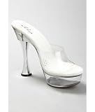 Ellie Shoes - C-VANITY, 6 Silver Cone Heel Clear Mule
