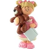 Blonde Child with Teddy Ornament
