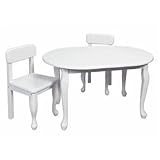 Queen Anne Oval Table and 2 Chairs - White