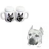 American Staffordshire Terrier Large Salt and Pepper Shakers, Porcelain by Rosalinde (4')