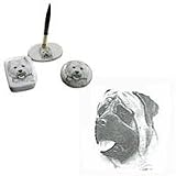 Mastiff Desk Set, Porcelain by Rosalinde
