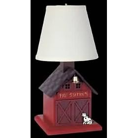 Table Lamps Red Wood, Handmade Firehouse Lamp