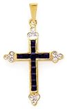 14k Gold, Diamond & Sapphire Cross Pendant (0.82ctw).