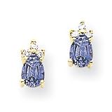 14k 6x4mm Pear Tanzanite AA Diamond earring XN38T/AA