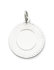 Sterling Silver Engraveable Round with Scroll Disc Charm