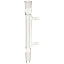 Chemglass CG-1218-A-22 Glass Small Scale Liebig Condenser, 110mm Jacket Length, 200mm Overall Length, 19/22 Top Outer Joint, 19/22 Lower Inner
