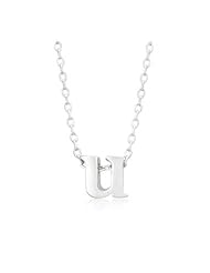 Silvertone Initial U Pendant Necklace