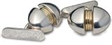 Sterling silver and 18ct yellow gold scarab deisgn cufflinks with presentation box. Made in England