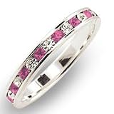 Sterling Silver Clear and Pink Swarovski Crystal Band