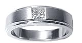 6MM 14K. White Gold 0.25Ct. Princess Cut Diamond Men's Ring