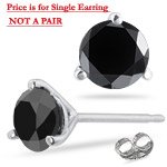 1/2 Cts Black Diamond Mens Stud Earring in Platinum