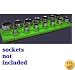 1/2 In Drive Shallow Socket Organizer w/ Magnetic Base 14 Hole - Neon Green