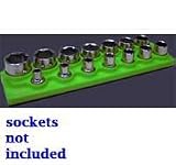 1/2 In Drive Shallow Socket Organizer w/ Magnetic Base 14 Hole - Neon Green