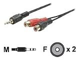 MANHATTAN Audio/Video Kabel 3Pack 2 x Cinch Buchse auf Mini 3,5 Klinke Stecker Schwarz 25 cm