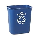 Rubbermaid(R) Deskside WE RECYCLE Container, 3 1/4 Gallons (12.3L), 12 1/8in.H x 11 3/8in.W x 8 1/4in.D, Blue