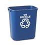 Rubbermaid(R) Deskside WE RECYCLE Container, 3 1/4 Gallons (12.3L), 12 1/8in.H x 11 3/8in.W x 8 1/4in.D, Blue