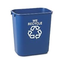 Rubbermaid(R) Deskside "We Recycle" Container, 3 1/4 Gallons (12.3L), 12 1/8in.H x 11 3/8in.W x 8 1/4in.D, Blue