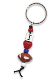 I Love Football Beaded Key Chain