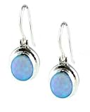 Morningflower Oval Light Blue Opal Earrings