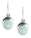Morningflower Oval White Opal Earrings