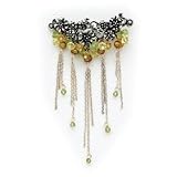 Sterling Silver Peridot/Freshwater Cultured Gold Pearl/Lime Crystal Pin