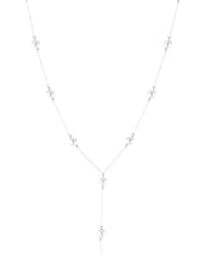 Sterling Silver Hammered Bead Station "Y" Necklace. 18"