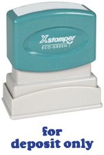 Xstamper One-Color Title Message Stamp, For Deposit Only, Pre-Inked/Re-Inkable, Blue (1333)