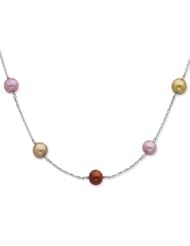 Sterling Silver 8-9mm Choc/Cham/Lav FW Cultured Pearl Necklace