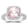 0.33 Cts Diamond & 1.62 Cts Morganite Ring in 14K White Gold