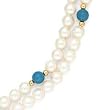 14k Gold, Freshwater Pearl & Turquoise Endless Necklace- 54"
