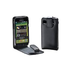 MaryCom PREMIUM QUALIT�T Leder Handytasche schwarz f�r Samsung Galaxy S i9000 und Samsung Galaxy S Plus i9001 Smartphone + Gratis Displayschutzfolie / LTS i9000