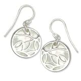 .925 Silver & Mother of Pearl Leaf Earrings.