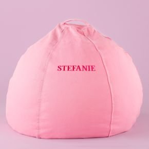 Kids Bean Bags & Floor Cushions: Kids Pink Cotton Beanbag Chair, Pink Personalized Beanbag Chair includes Cover and Insert