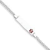 Sterling Silver Non-enameled Medical ID Curb Link Bracelet
