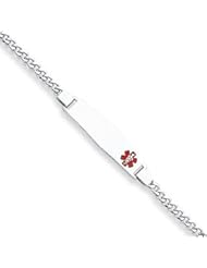 Sterling Silver Non-enameled Medical ID Curb Link Bracelet