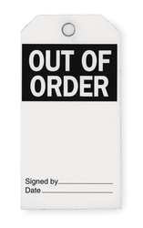 Industrial Grade 2RMX2 Accident Tag, Out of Order, Pk 25