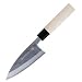 kanetsune Deba Kitchen Knife 4 70 in Damascus White Magnolia Handle