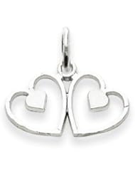 14k White Gold Double Heart Pendant. Metal Wt- 0.5g