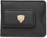 Chicago Bears 5/8" Gold Plated Bear Logo on Brown Leather Money Clip / Credit Card Holder