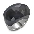 .925 Silver & Faceted Grey Agate Dome Ring- Sizes 6-8