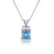 Blue Topaz & Diamond White Gold Pendant & Necklace
