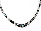 Navajo Silver Turquoise Onyx Night Sky Necklace Earring Set